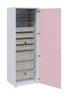 EUROMEDICA D - 66 skříň léková boxová, 1-dveřová, pravá, 1950x660x535, korpus bílý, dvířka pastelově
